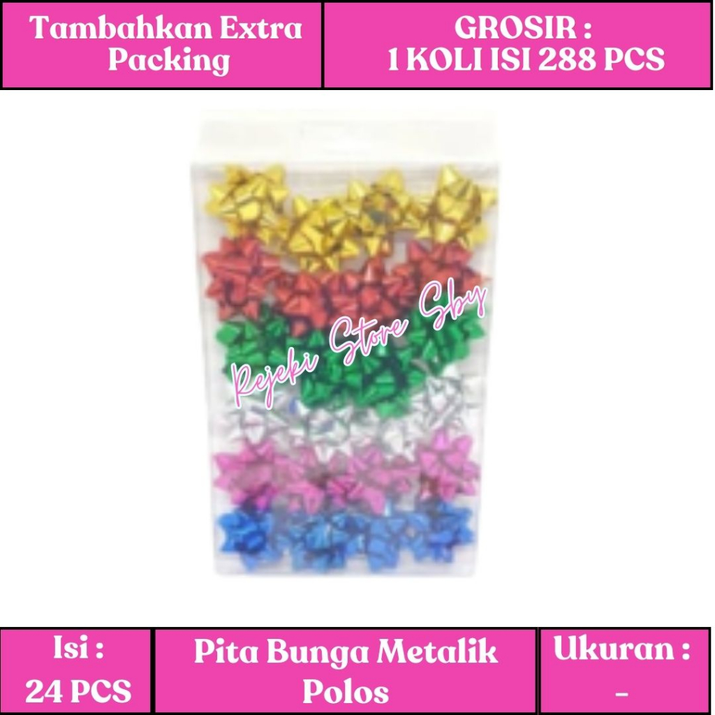 

(1 Pak) Pita Bunga Metalik / Motif Polkadot | Pita Souvenir / Pita Kado
