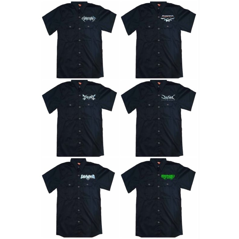 workshirt band metal,kemeja pendek band metal,pdl band metal,kemeja pendek,kemeja hitam pendek