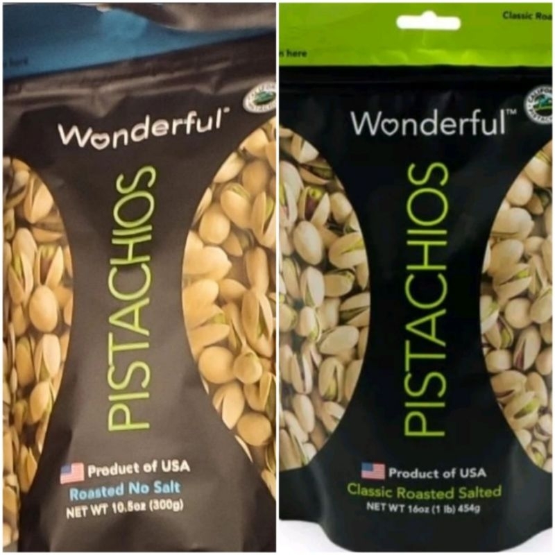 

Wonderful Pistachios Roasted No Salt 300g Classic Roasted Salted 454g Kacang Pistachio Panggang Import USA Pepper & Garlic