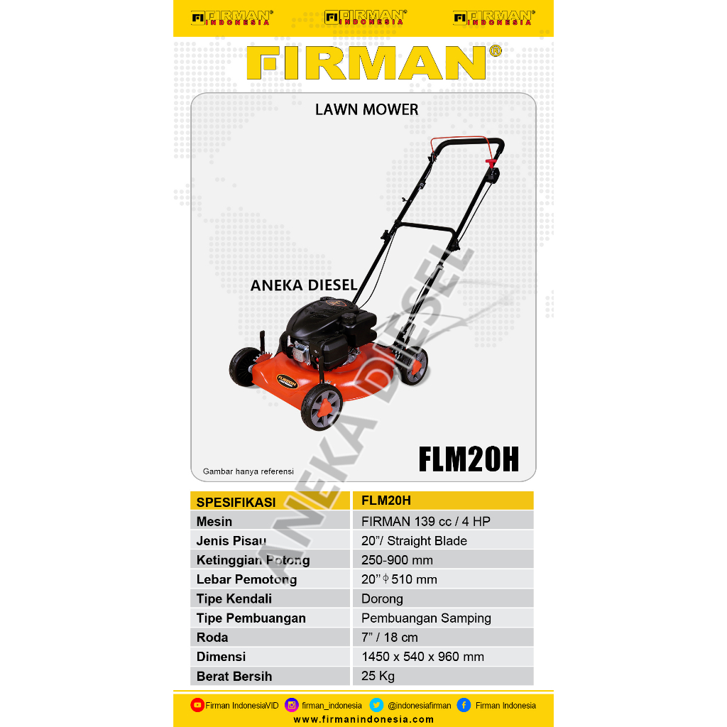 Mesin Pemotong Rumput Dorong FIRMAN FLM 20 H Lawn Mower FLM 20 H FIRMAN Mesin Potong Rumput