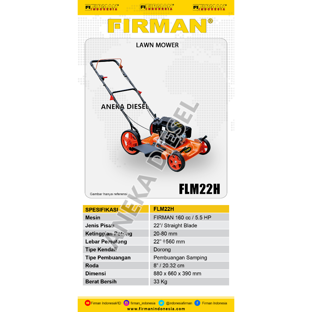 Mesin Pemotong Rumput Dorong FIRMAN FLM 22 H Lawn Mower FLM 22 H FIRMAN Mesin Potong Rumput