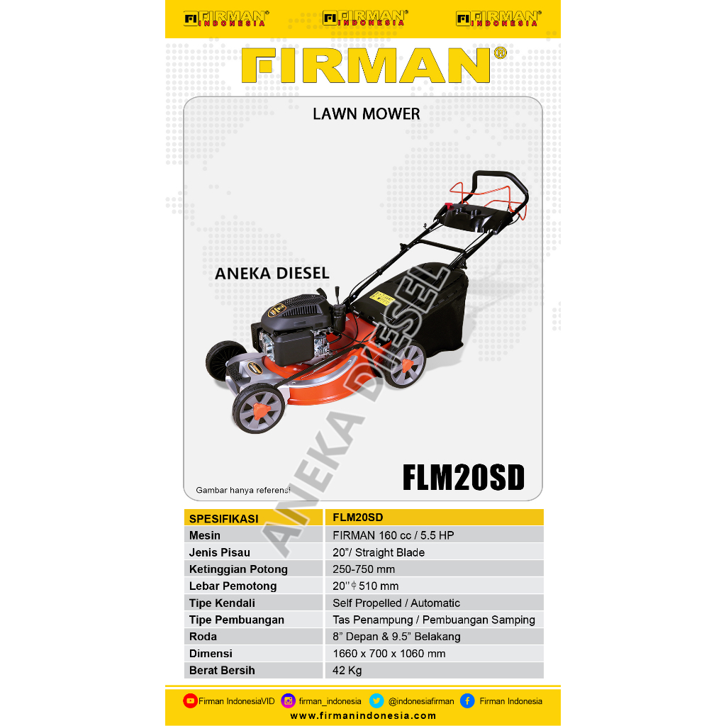 Mesin Pemotong Rumput Dorong FIRMAN FLM 20 SD Lawn Mower FLM 20 SD FIRMAN Mesin Potong Rumput