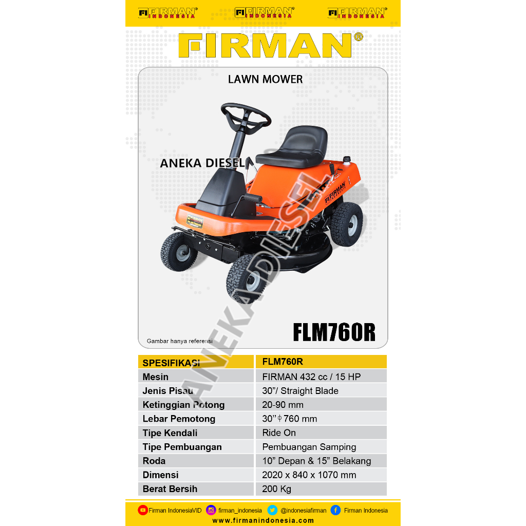 Mesin Pemotong Rumput Dorong FIRMAN FLM 760R Lawn Mower FLM 760 R FIRMAN Mesin Potong Rumput