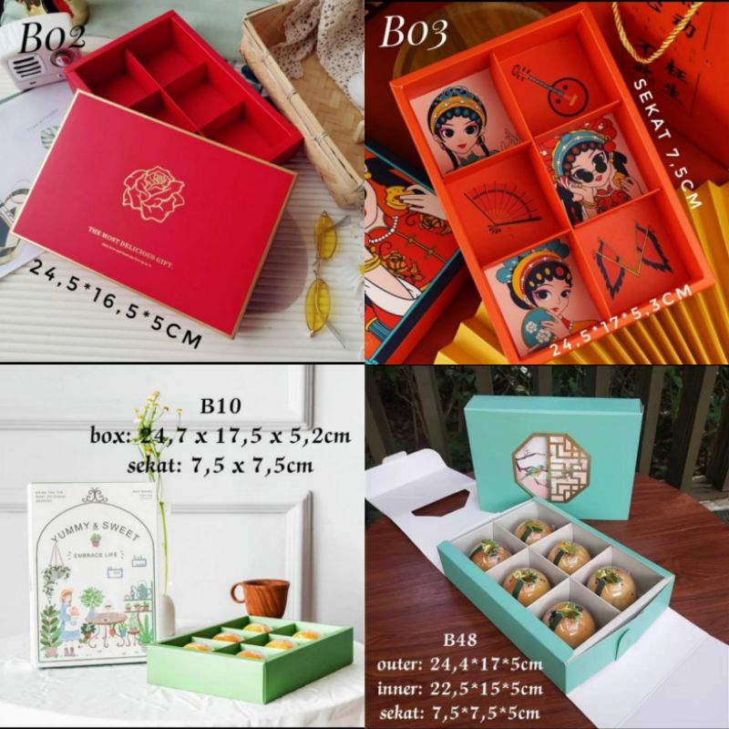 Kotak Mooncake Sekat 6 / Kotak Kue Bulan / Dus Kue /Box Kue