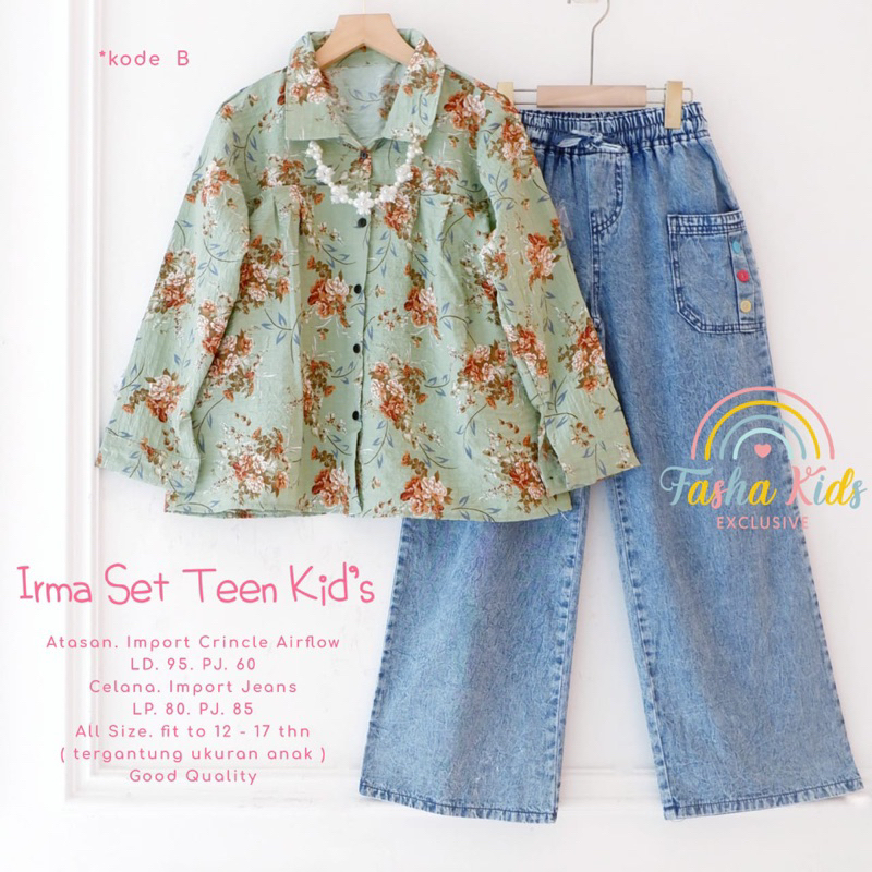 IRMA SET TEEN KIDS SETELAN BAJU ANAK REMAJA PEREMPUAN USIA 12-17 TAHUN SETCEL ANAK MODEL KEKINIAN ON
