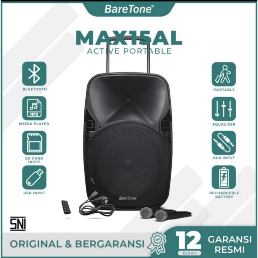 Speaker Aktif Portable Baretone 15inch Bluetooth max 15al