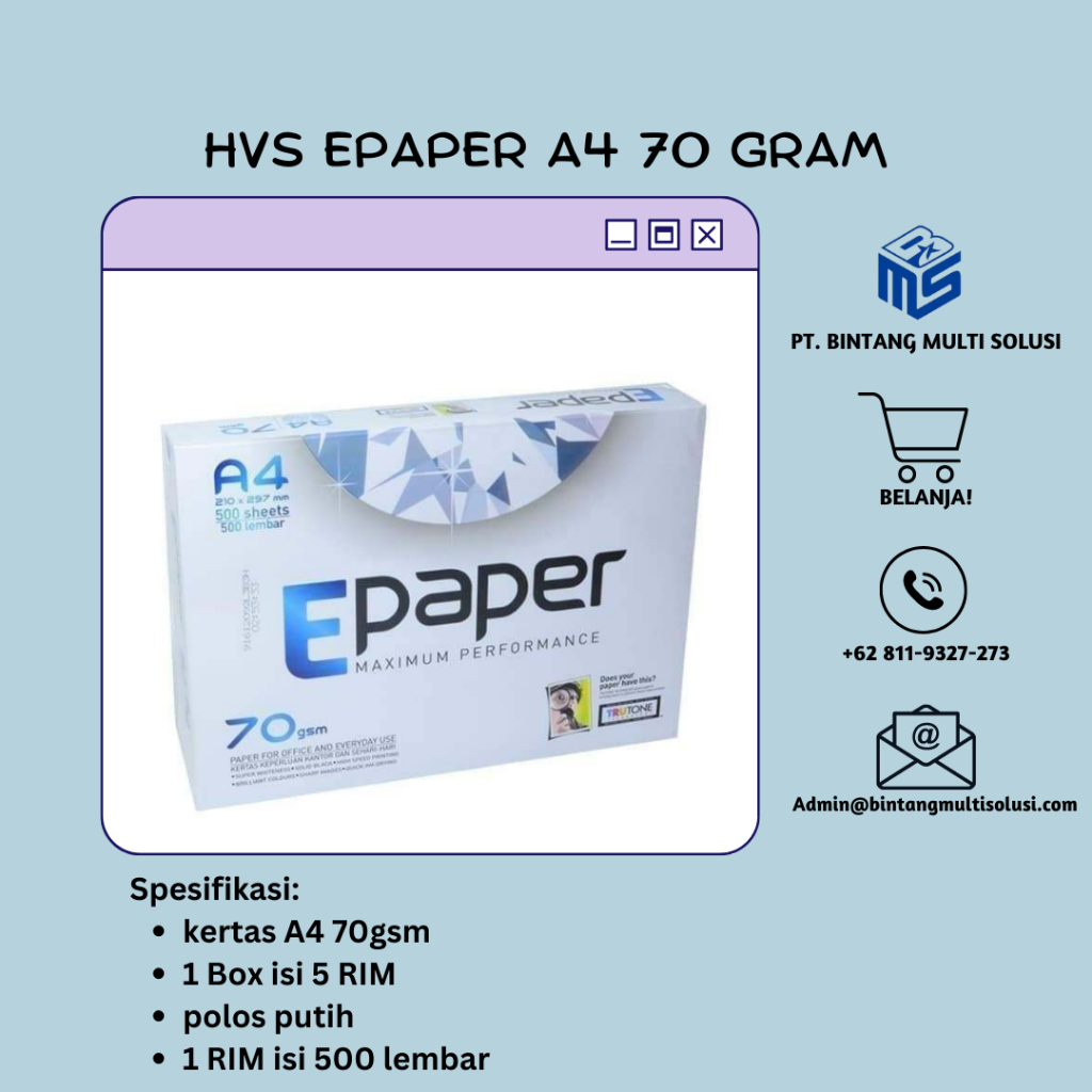 

Kertas HVS EPAPER A4 70gram