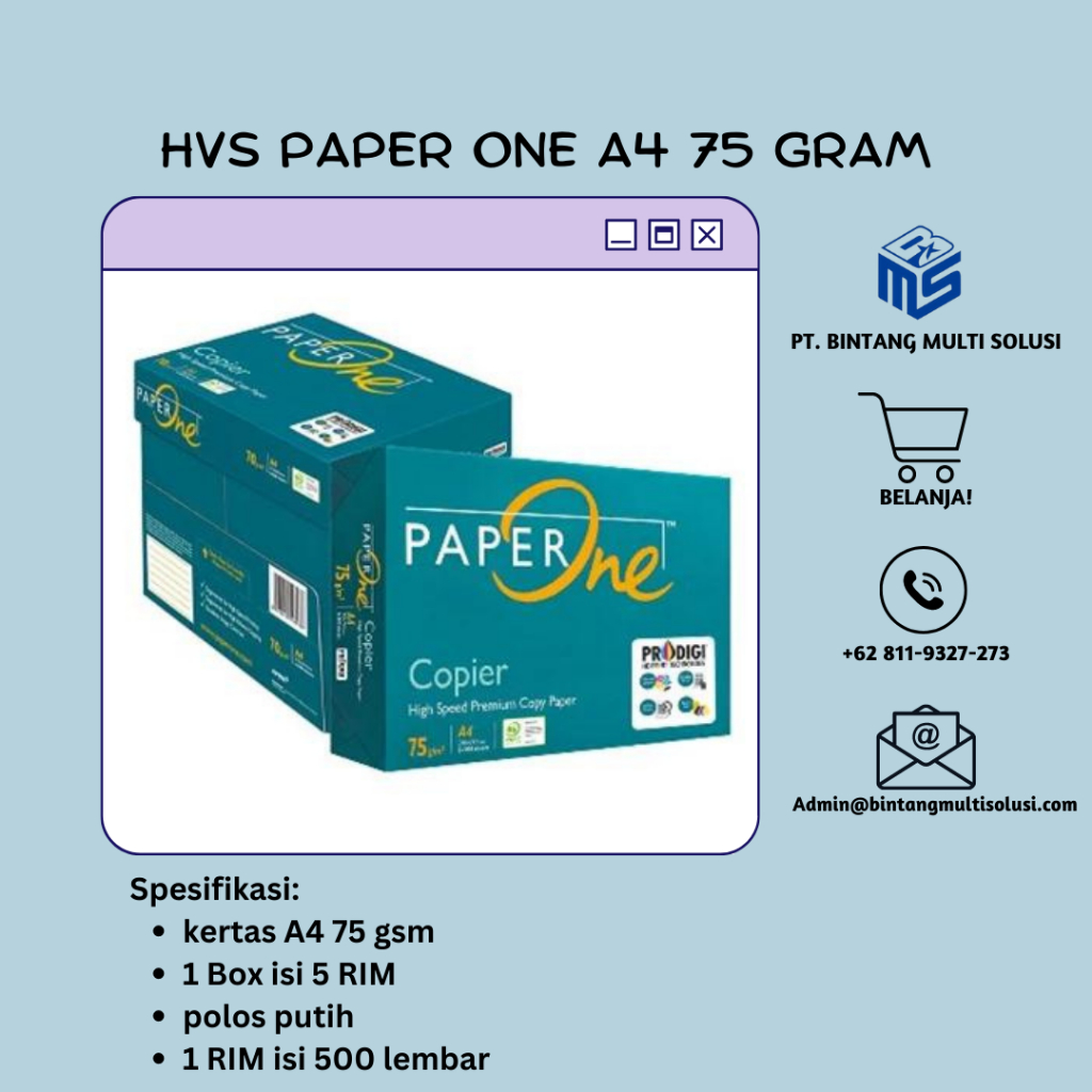 

Kertas HVS Paper One A4 75gram Fotocopy