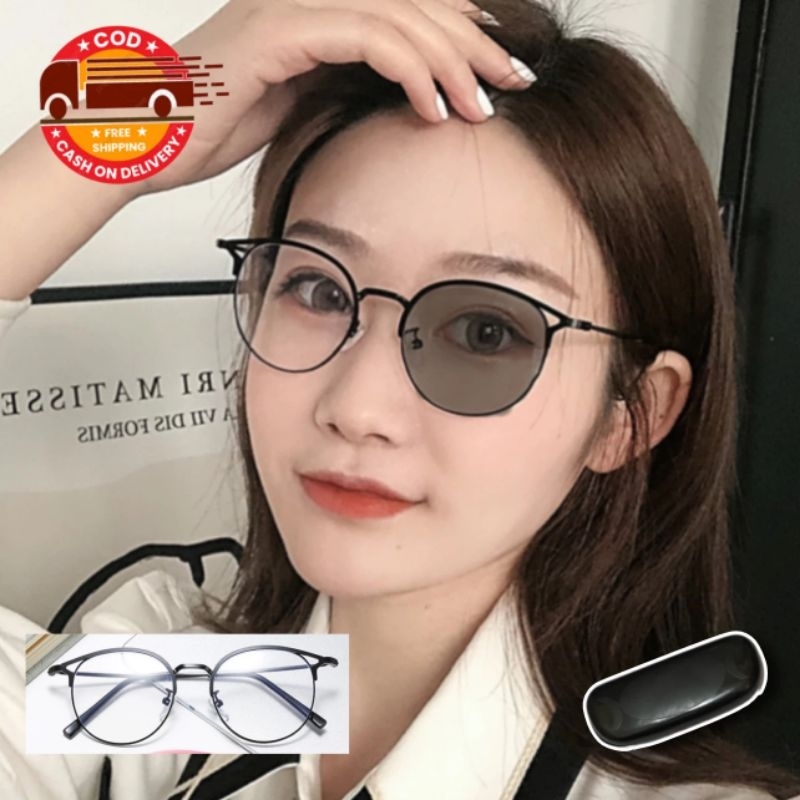 Frame Kacamata Wanita Kode 9029 Paket Lensa Photocromic/Blurey Bisa Minus / Clinder