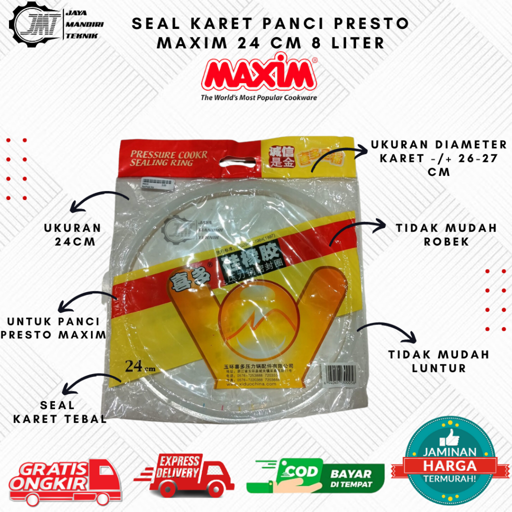 SEAL KARET PANCI PRESTO MAXIM 24 CM | PRESSURE COOKER 8 Liter | Perlengkapan dapur