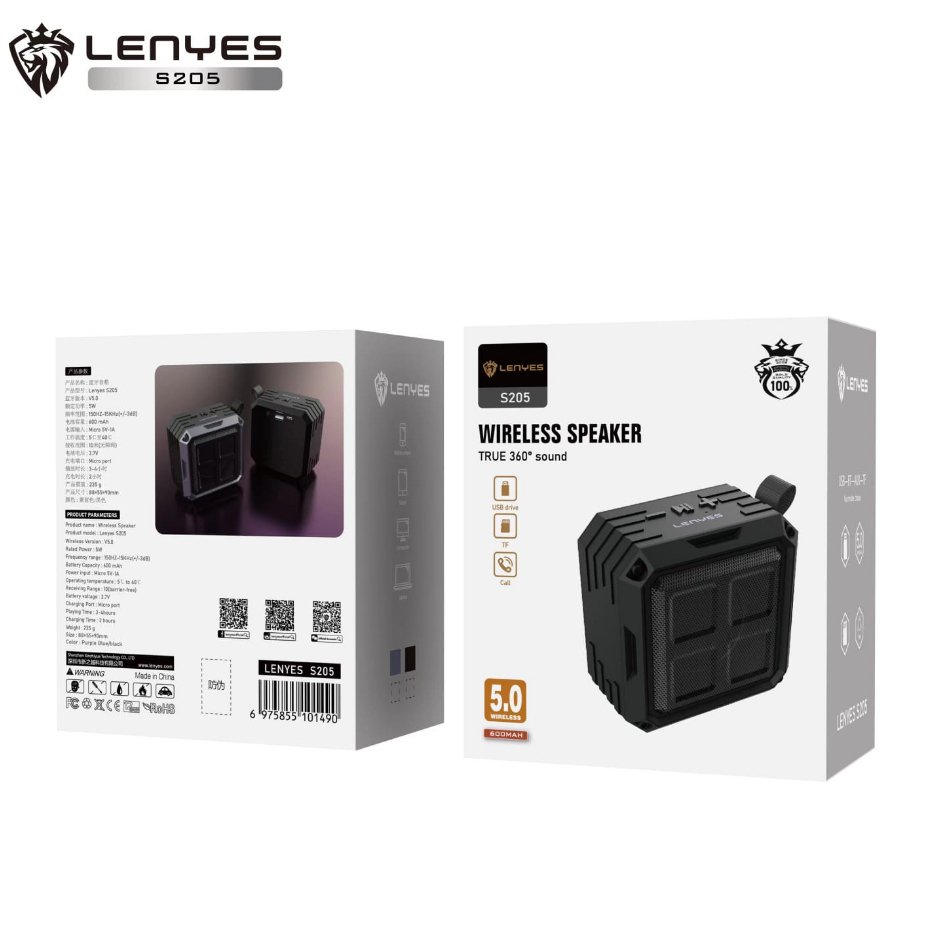 ORIGINAL LENYES S205A Wireless Speaker Bluetooth 5.0 Mini Portable TWS Bass Music Box Support USB Fl