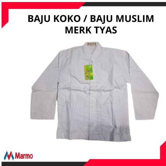 Seragam TYAS - Baju Koko Putih Lengan Panjang Sekolah Kantong Depan