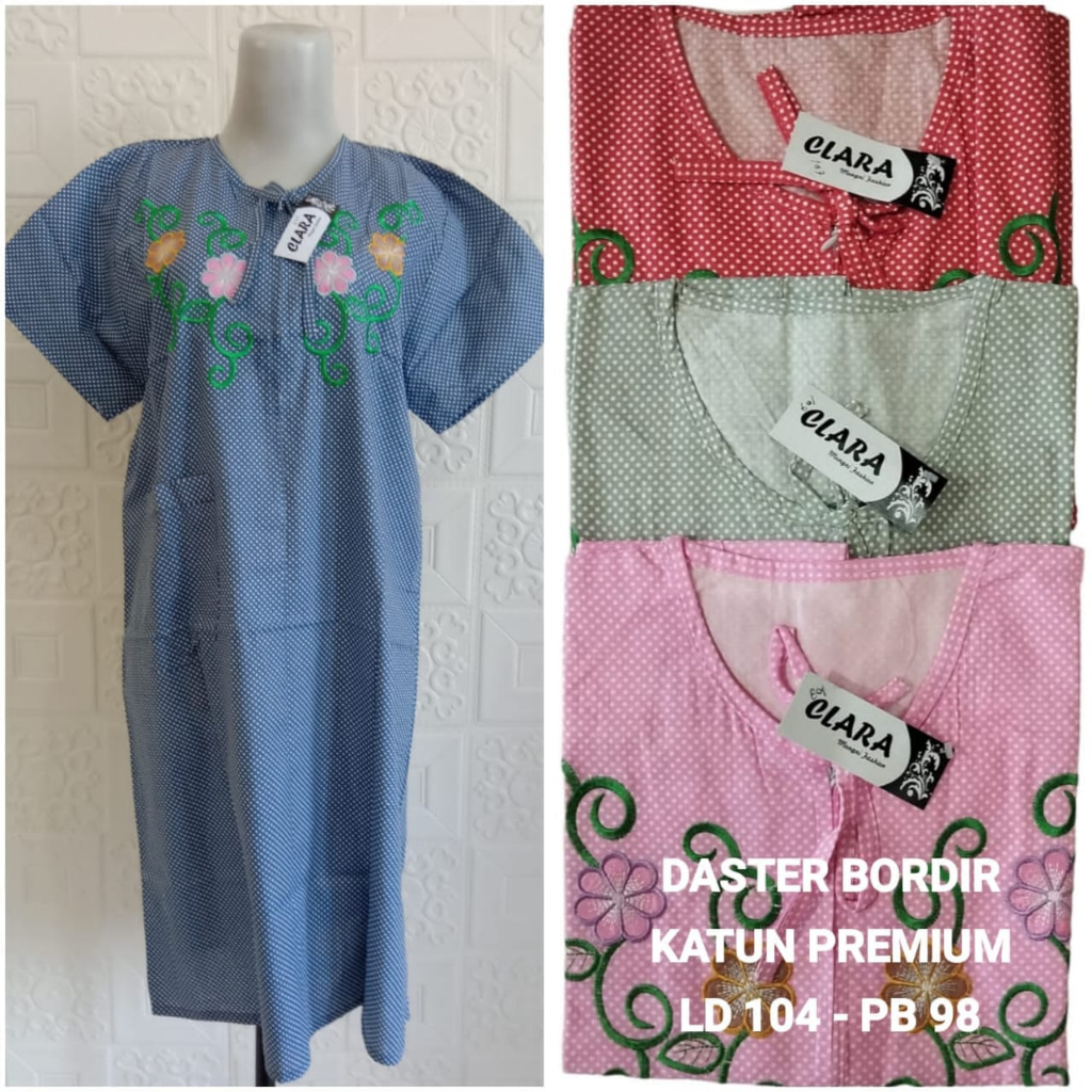 Daster Dewasa Wanita Bahan Katun Bordir Motif Polkadot