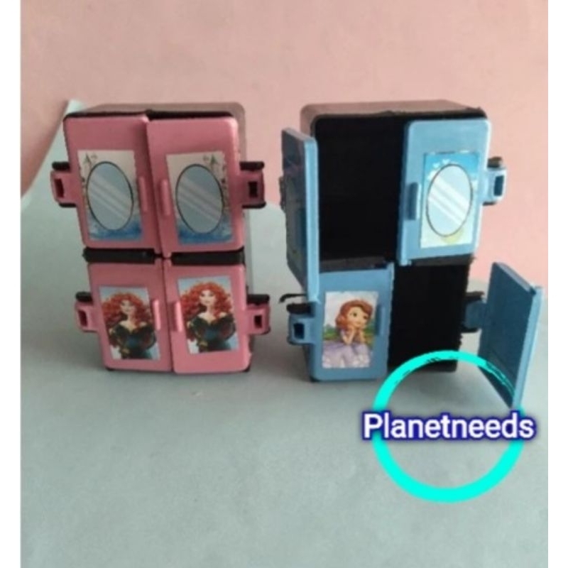 Mainan Lemari Es Mini Kulkas Mini 2 Pintu dan 3 Pintu Mini Refrigerator Mini Container Cabinet Cupboard / Miniatur Lemari Es Mini Boneka Mini Cool Case