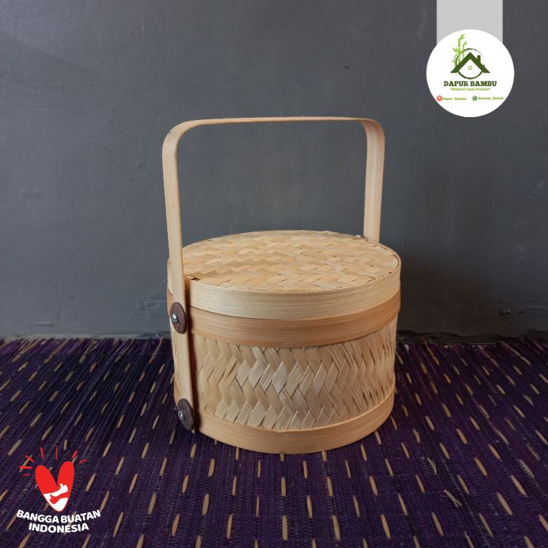 Rantang Bambu Bulat/Tenong Bambu Diameter 20 Susun 1/Hampers Bambu