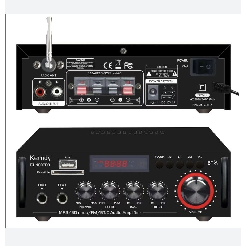 Power Amplifier karaoke wireless bleutooth Kerndy BT-198 PRO