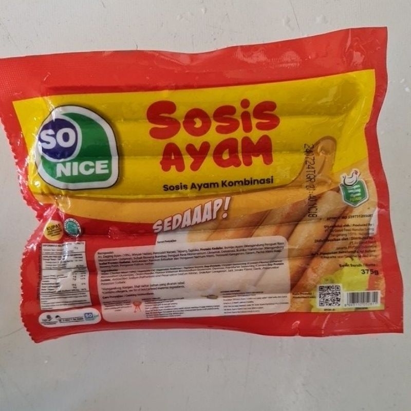 

So Nice Sosis Ayam Kombinasi Sedaaap 375gram isi 15