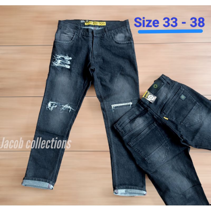 Celana Jeans Panjang Sobek Ripped Denim Jumbo Celana Sobek Pria Ukuran Besar Celana Sobek Lutut Tida