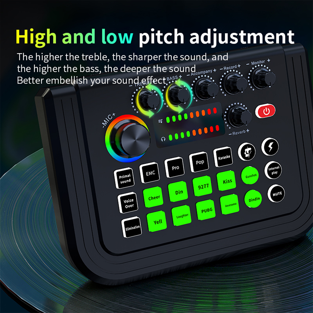 V80 Soundcard Audio USB External Mixer Bluetooth Broadcast Recording