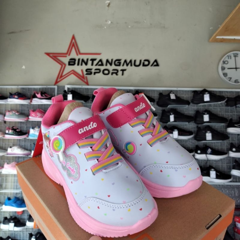 ANDO LILY CANDY VELCRO WHITE/FUCHSIA/PINK