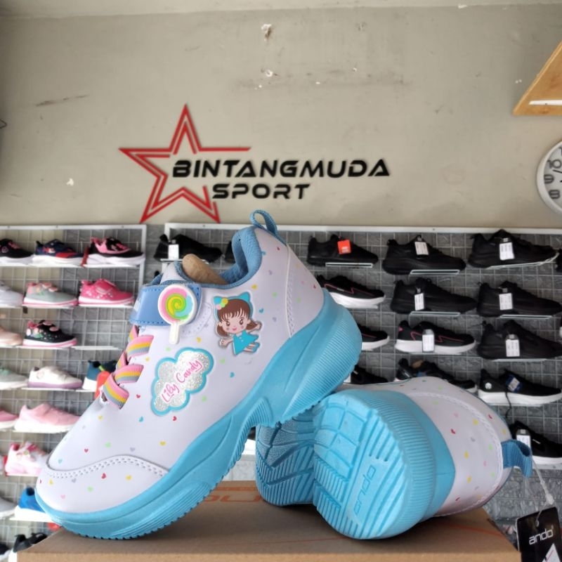 ANDO LILY CANDY VELCRO PUTIH/BIRU MUDA