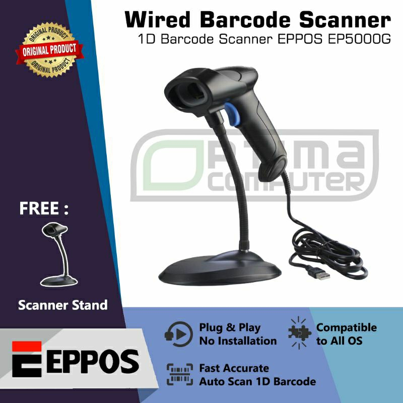 Wired Barcode Scanner 1D EPPOS EP-5000G