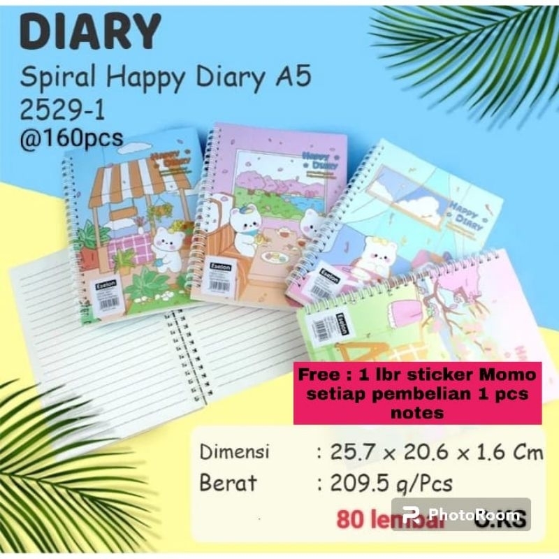 

NOTES NOTEBOOK AGENDA SIZE A5 80 LEMBAR 25.7x20.6x1.6cm (FREE : STICKER MOMO)