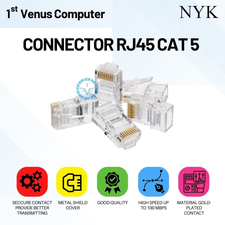 CONNECTOR RJ45 CAT 5 NYK CONECTOR KONEKTOR RJ45 CAT 5E FTP / NET18-CON