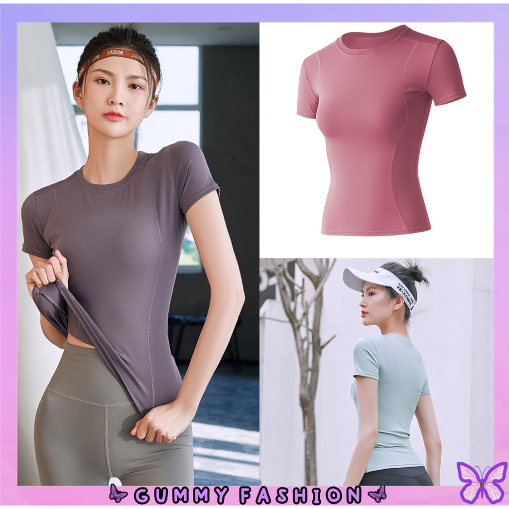 •GUMMY• BJ1137 Baju Kaos Pakaian Olahraga Sport Wanita Baju Senam Gym Yoga Wanita