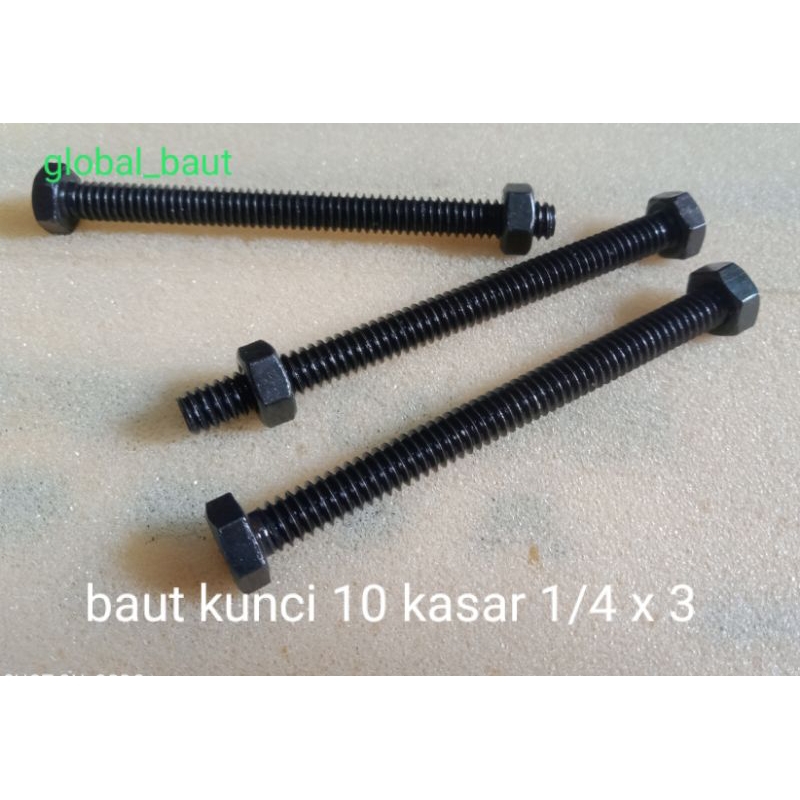 baut 1/4 x 3" ( baut kunci 10 drat kasar ) robahan baut intek