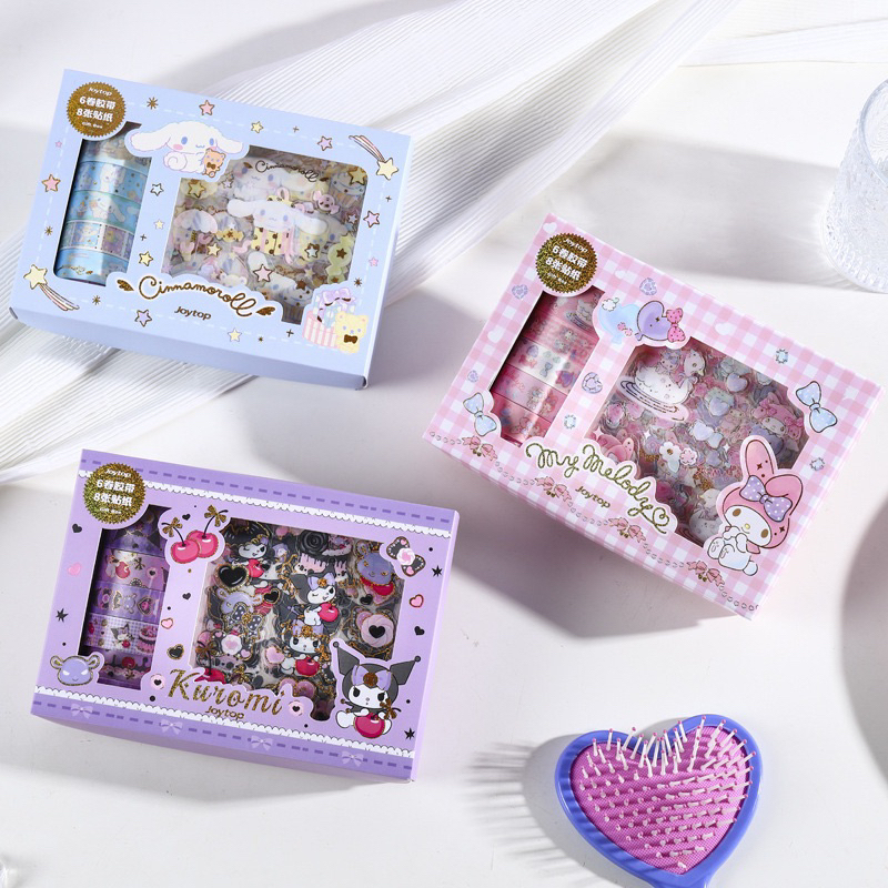 Sanrio 6 Rol / 8 Lembar / Set Stiker Tape Washi Motif My Melody Cinnamoroll Kuromi Untuk Dekorasi Ju