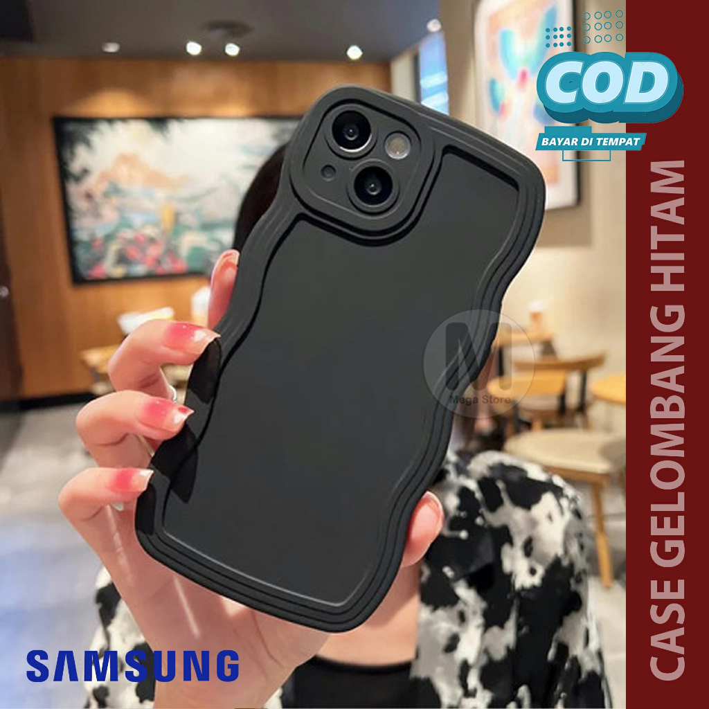 Soft Case Gelombang Wavy Black For SAMSUNG A24 A34 A54 A14 A13 A12 A04 A03 A52 A52S A72 A32 4G A11 A10S A20S A50 A20 Pelindung HP Cover HP Silikon Hp Mewah Aesthetic Case Gelombang Hitam Case Wavy Black Case Murah Casing HP