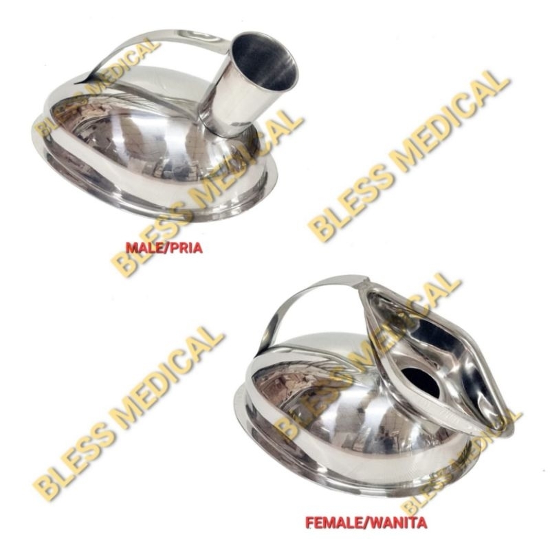 Urinal Pispot Stainless Pasien Pria/Wanita