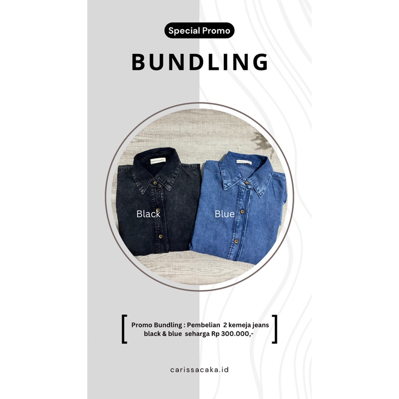 Bundling Kemeja blue & black denim