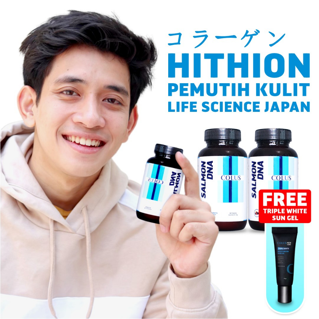 Collagen Pria Colus Men Salmon DNA + Hithion  Teknologi Jepang [Paket 2 Botol FREE SUNSCREEN] Pemuti