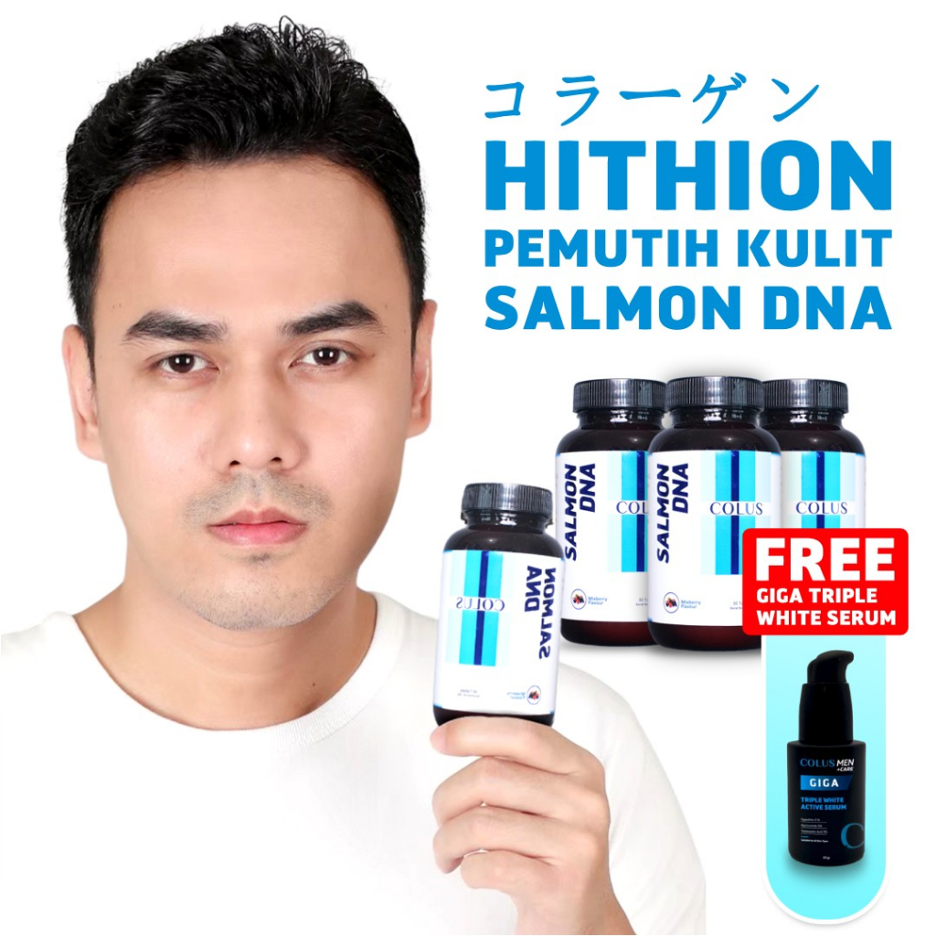 Colus Men Salmon DNA Collagen【Paket 3 Botol FREE SERUM】Pemutih Badan dan Wajah Pria | Pemutih Kulit