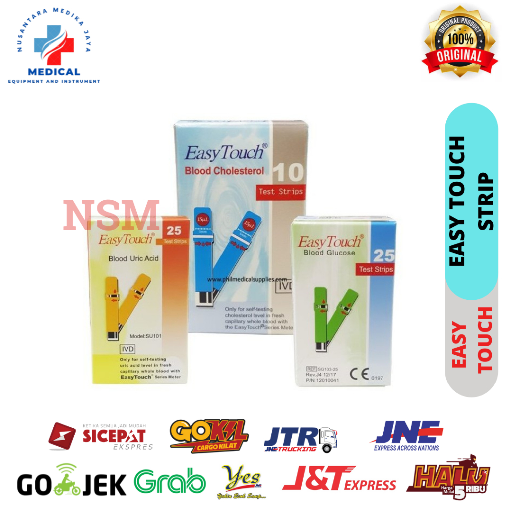 Paket lengkap Strip Easy Touch Cholestrol, Asam Urat, Gula