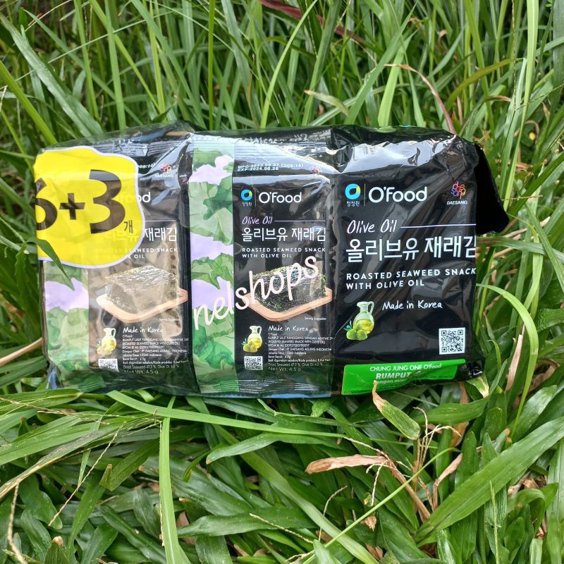 

Chung Jung One Daesang Ofood - Roasted Laver - Seasoned Roasted Seaweed with Olive 6+3