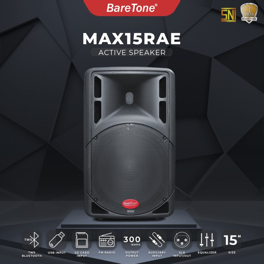 Paket Baretone 15 inch max15rae Speaker Aktif Baretone 15 inch max 15 rae free stand dan mic