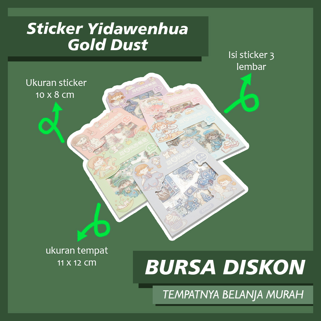 

Sticker Yidawenhua Gold Dust YDWH 001-2022 Isi 3 Sticker mini lembar stiker jurnaling journal set buku alat tulis sekolah pastel lucu