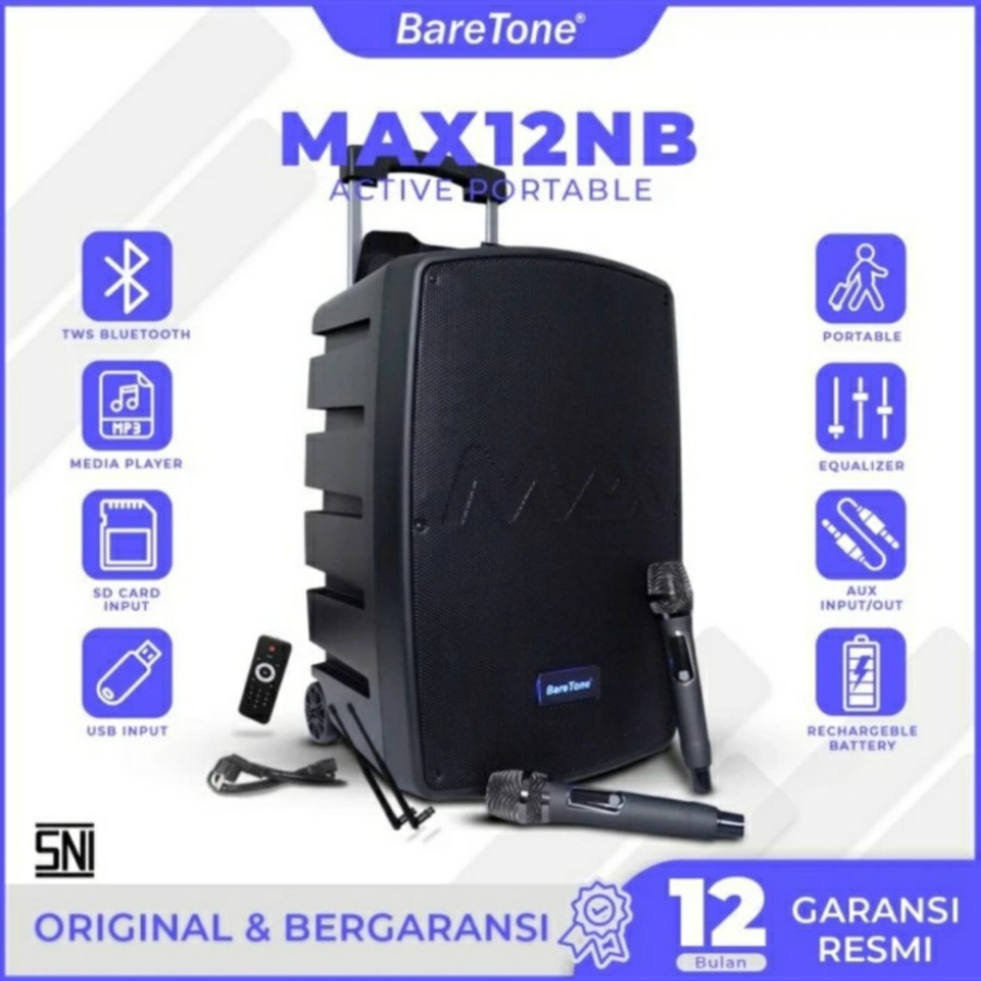 terbaru speaker portable 12 inch original baretone MAX 12NB speaker baretone