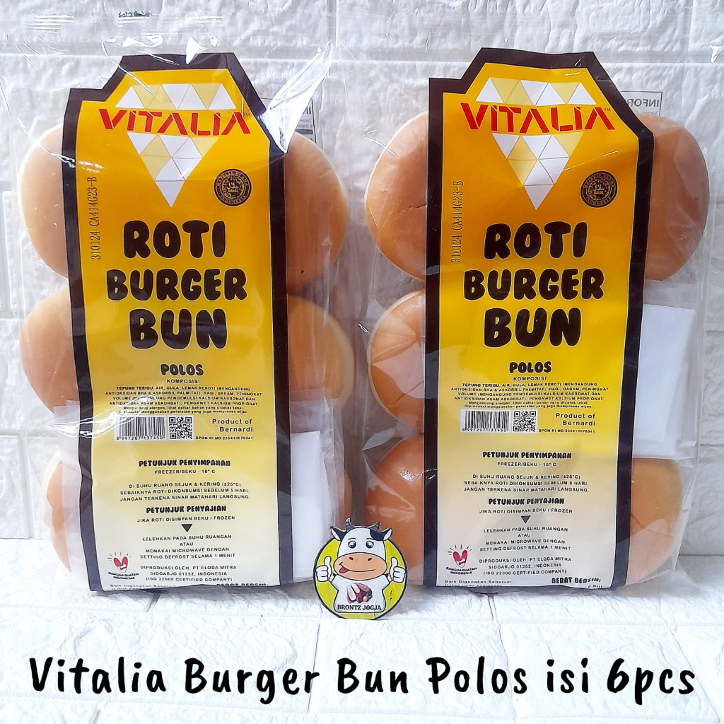 

VITALIA ROTI BURGER BUN POLOS 300GR ISI 6 - FROZEN FOOD - BRONTZ JOGJA