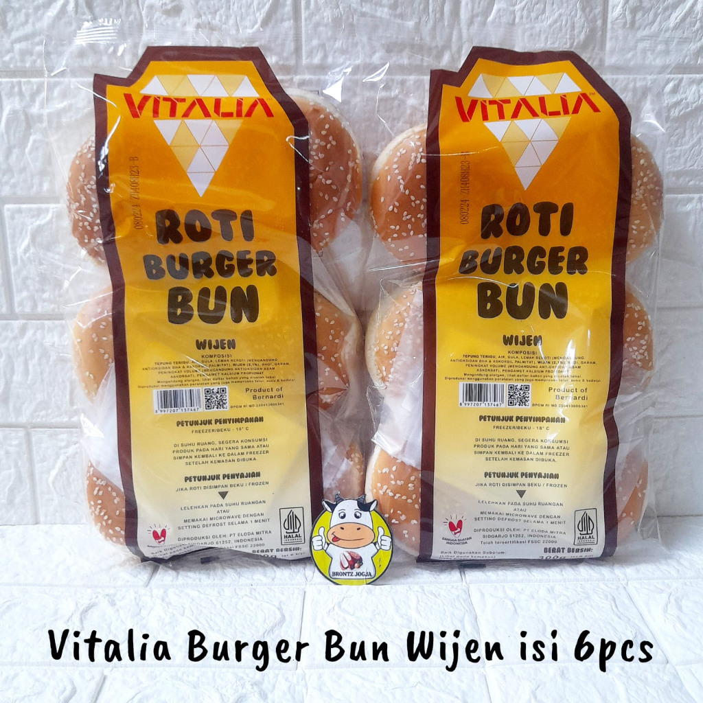 

VITALIA ROTI BURGER BUN WIJEN 300GR ISI 6 PCS - FROZEN FOOD - BRONTZ JOGJA