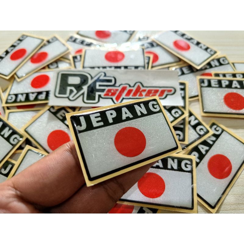 Stiker sticker emblem bendera Jepang timbul lentur