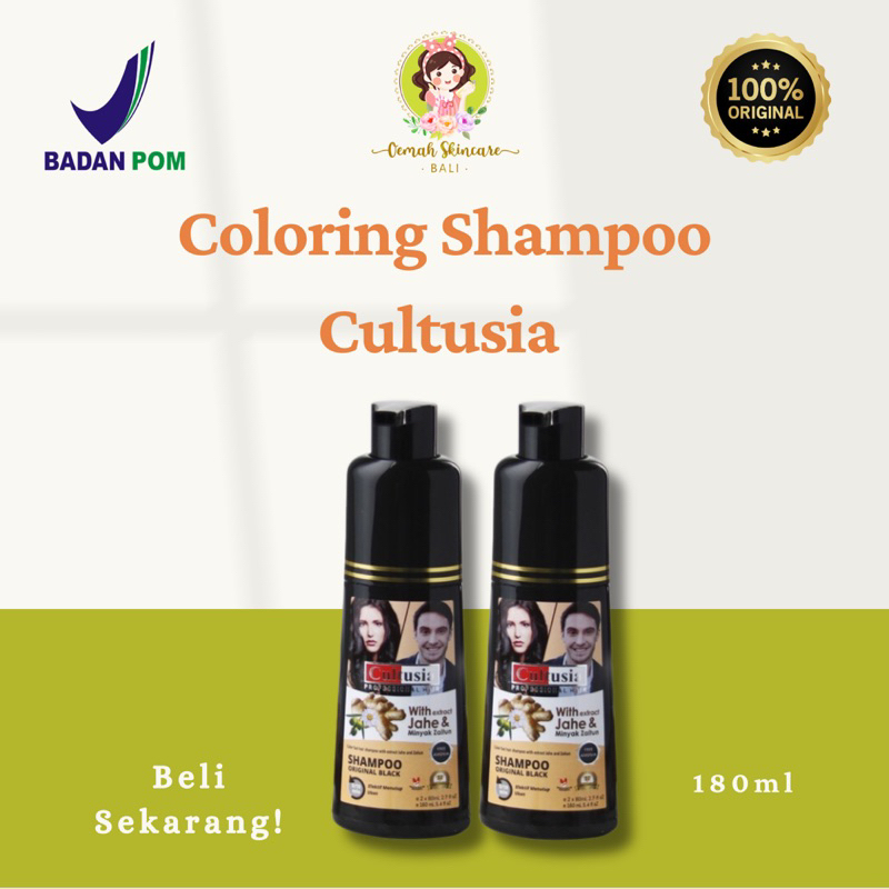 OEMAH BALI - CULTUSIA Coloring Shampoo With Extract Jahe & Minyak Zaitun (Original Black) BPOM | Sha