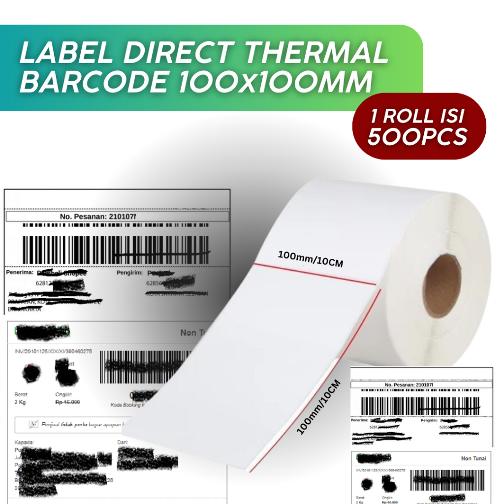 

Kertas Label Stiker Barcode Direct Thermal 1 Kolom 100x100mm [500 PCS]