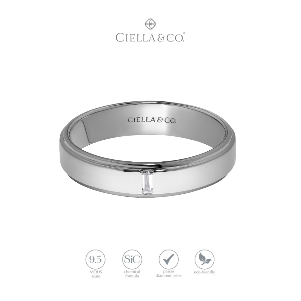 Ciella & Co - Baguette Men Emas Wedding Ring Cincin Tunangan Moissanite