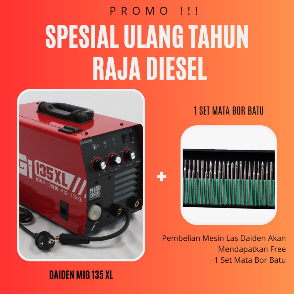 MESIN LAS DAIDEN MIGI 135 XL MESIN LAS DAIDEN PLUS HELM LAS