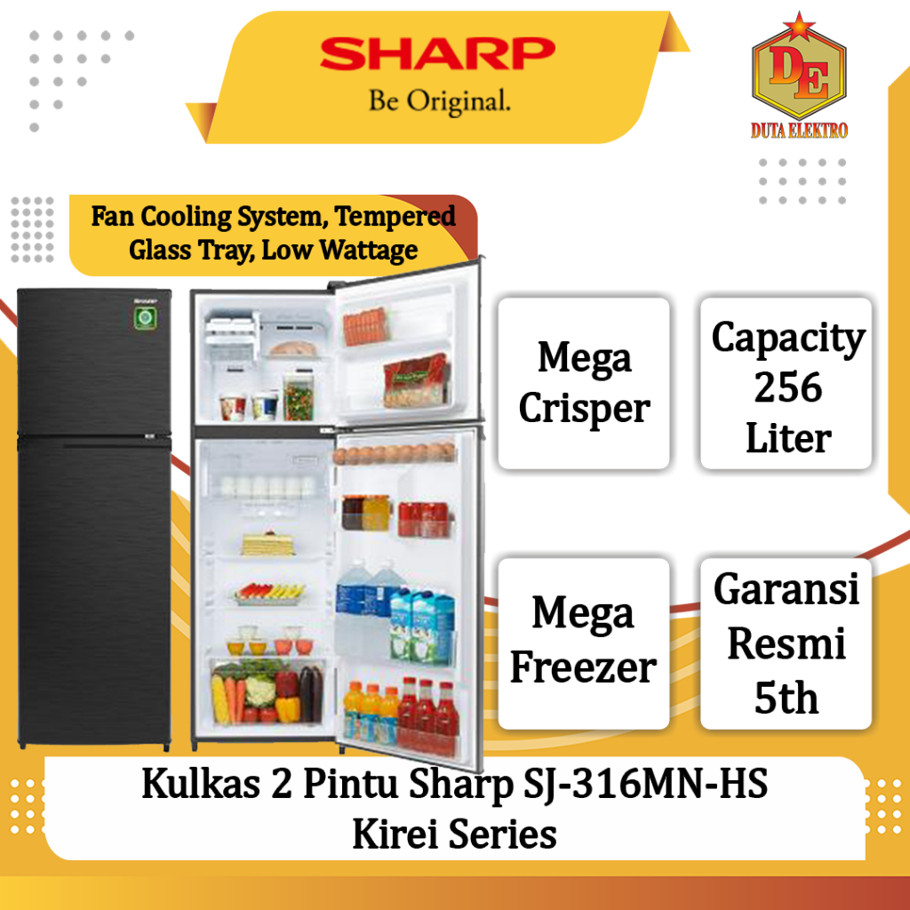 Kulkas 2 Pintu Sharp SJ 316 MNHS Kirei Series