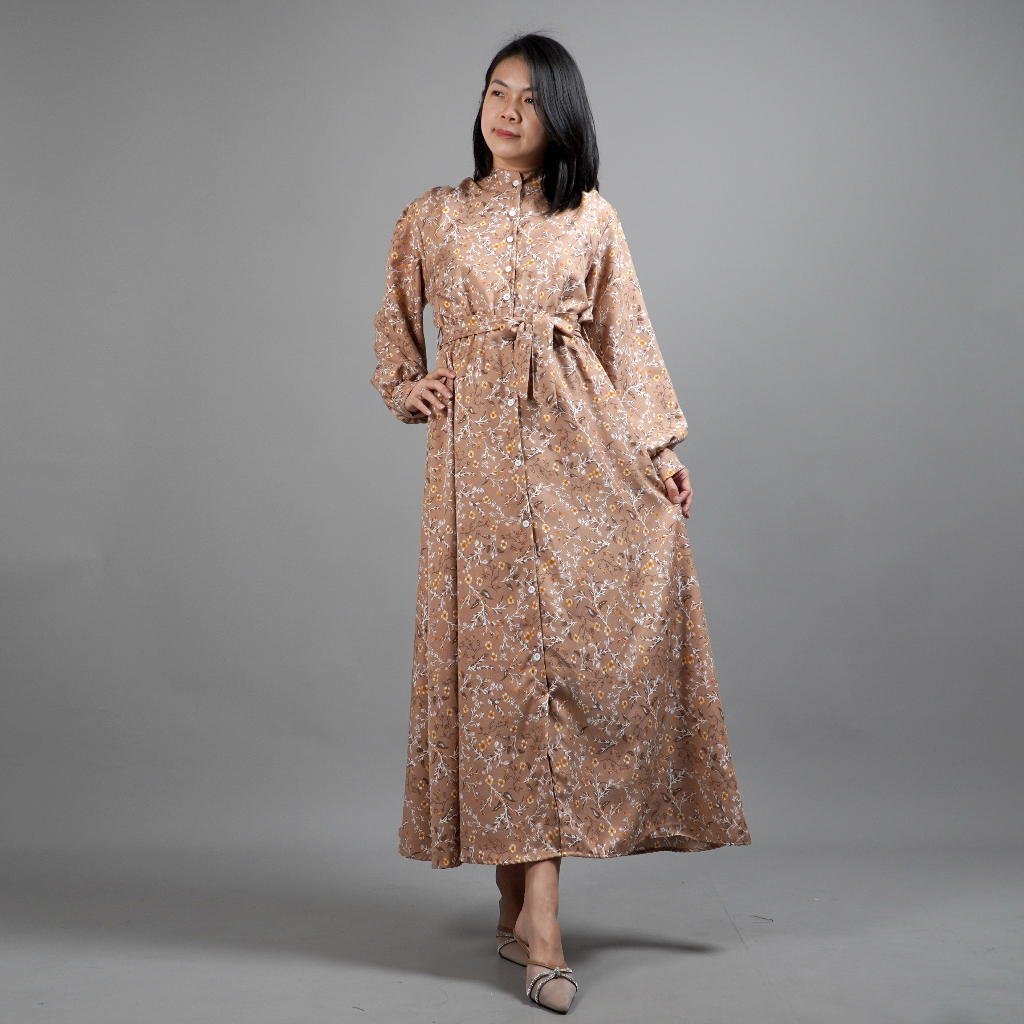 OKECHUKU Gaun Maksi Christy Gaun Bunga Gaun Ala Korea Gaun Panjang Gaya Korea